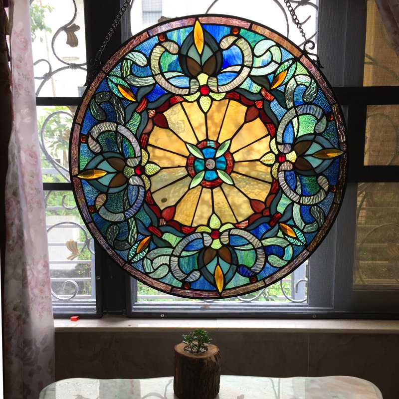 Panneau de fenêtre victorian en verre tiffany