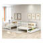Lit superposé double au-dessus de double avec tablettes et 6 tiroirs de rangement, blanc
