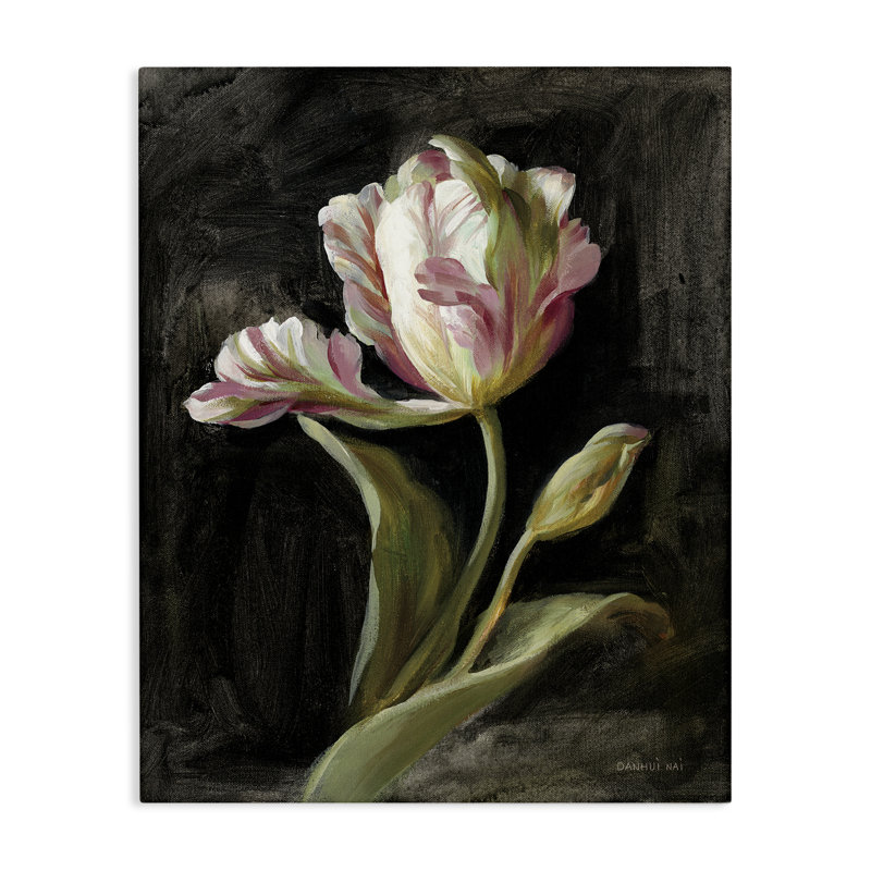  Tulipe sur toile noire par Danhui Nai, H 30 po x l 24 po
