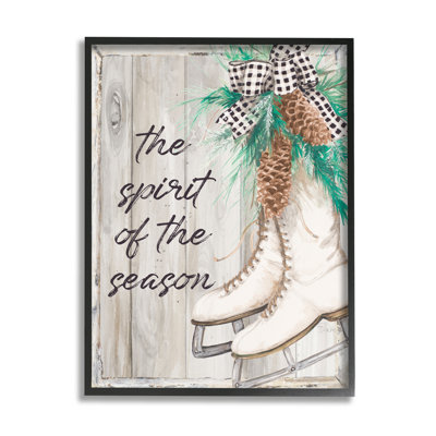 " Spirit Of Season Phrase Winter White Ice Skates " by Patricia Pinto