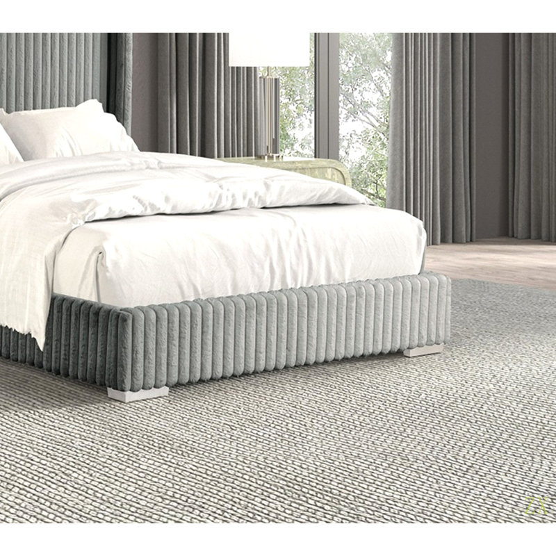 Tissu contemporain en chenille pleine grandeur 1 pièce Contemporary, Lit double, Gris