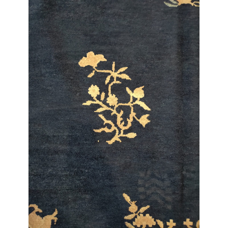 Wool Knotted Blue Rectangle Room Size Chinese - Peking 1930s Antique Rug