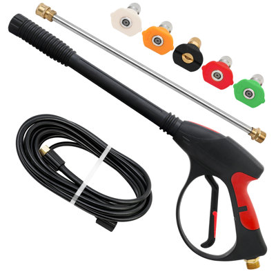 4000PSI Pressure Washer Gun,High Power Washer Handle with M22-14mm,Washer Gun+50FT Extension Tube+5 Nozzle Kit