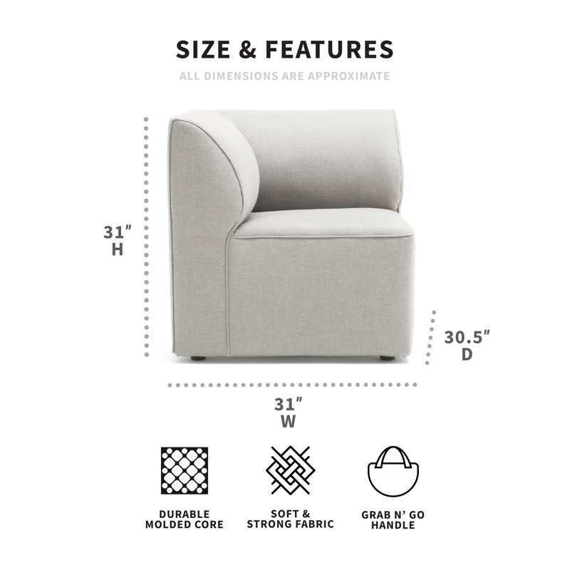 Chaise de coin Big Joe, Gris frais