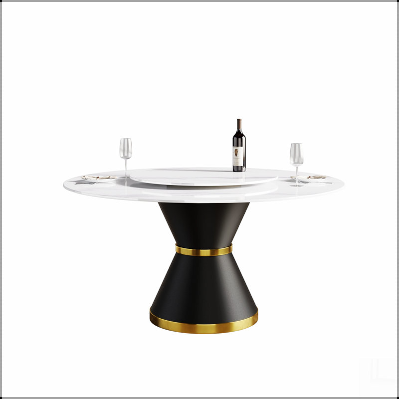 Table de salle à manger 59,05 po, Blanc, Noir