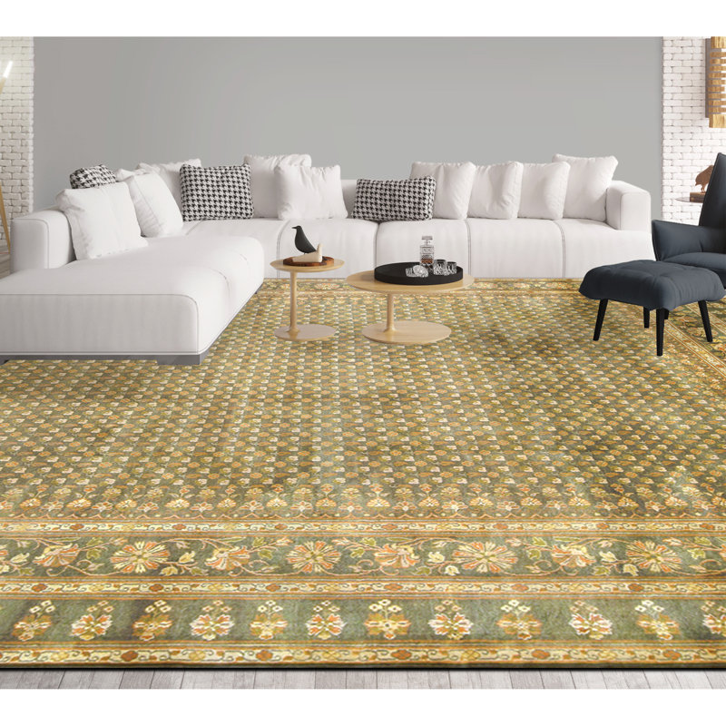 Hand Knotted Wool Area Rug in Black