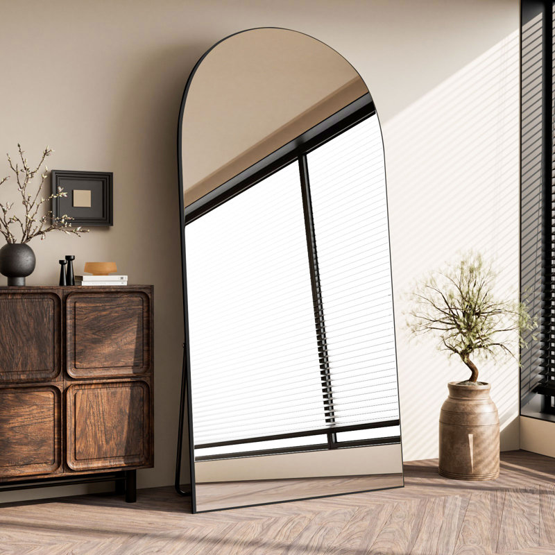 Arched MDF Wood Full Length Mirror with Stand