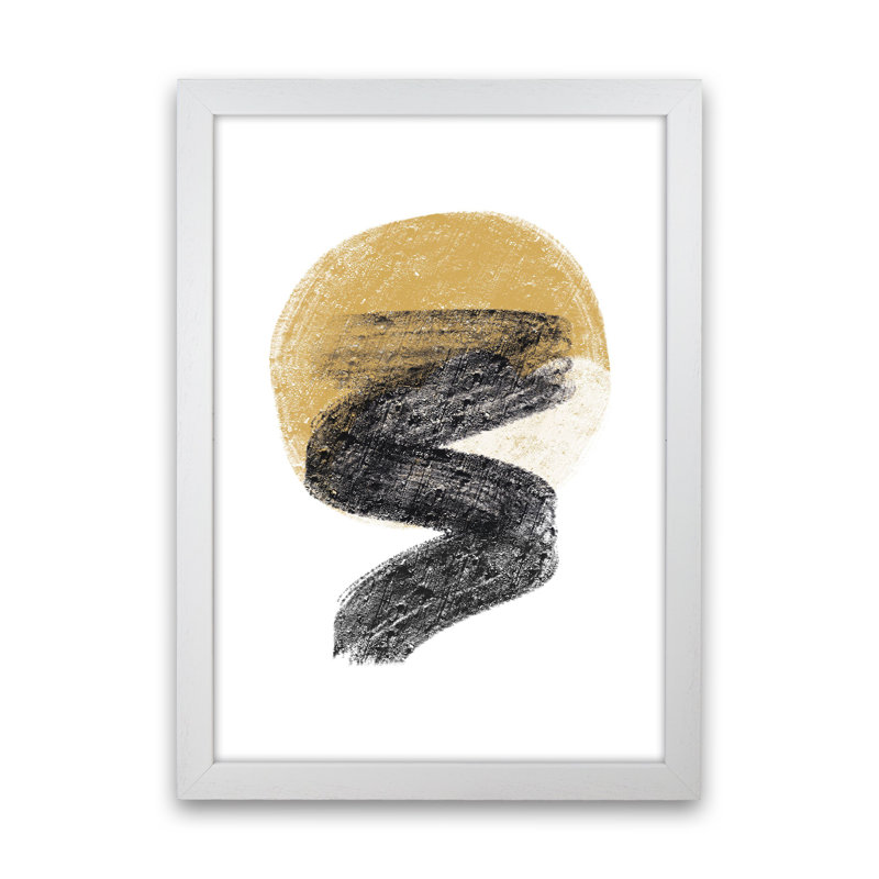 Dalia Chalk Gold Moon Zig by Pixy Paper - Print, 59.4cm H x 42cm W x 3cm D, White Framed