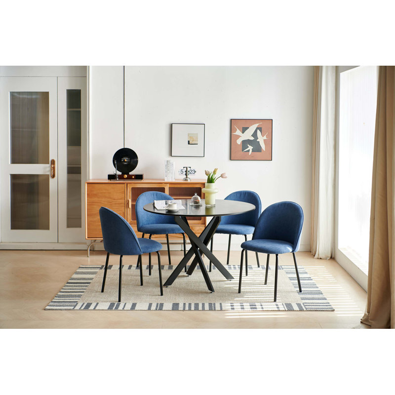 Dining Table With Cross Metal Leg And MDF Top,Modern Space Saving Kitchen Table