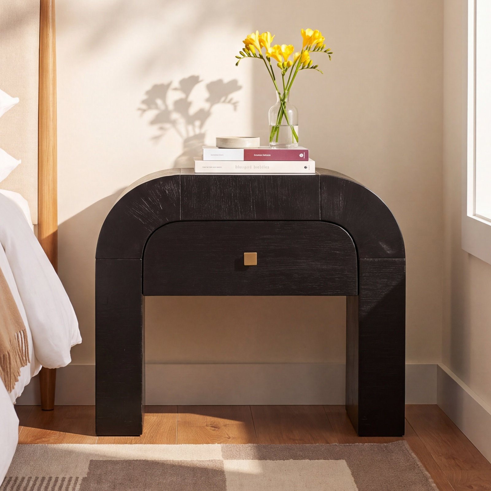 Baxley Acacia Nightstand, Black