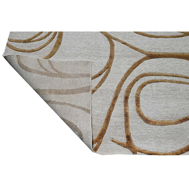 Tapis blanc et beige noué à la main de haute qualité, Rectangle 12 pi x 15 pi