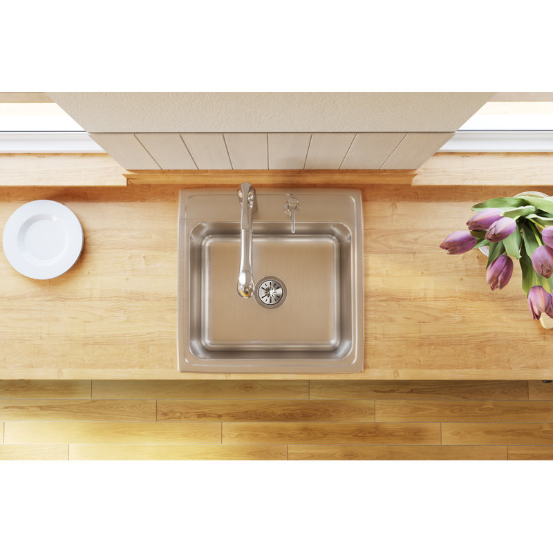Évier de cuisine à montage sur plan L 22 po x l 22 po Lustertone, Trou MR2