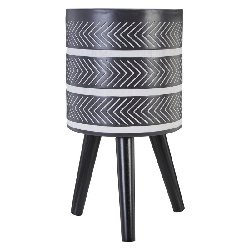Mondovi Fiberglass Cachepot, Black/White, 56cm H x 30cm W x 30cm D