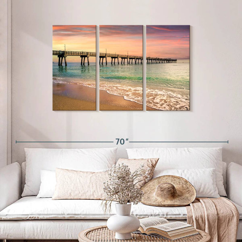 Aletra Beach Pier Sunrise South Florida, H 28 po x l 45 po