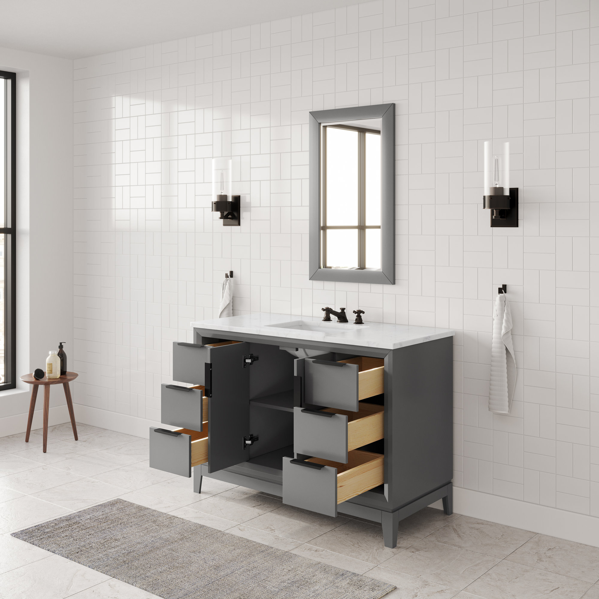 Belmar 48" Single Bathroom Vanity Set, Cashmere Gray, Matte Black