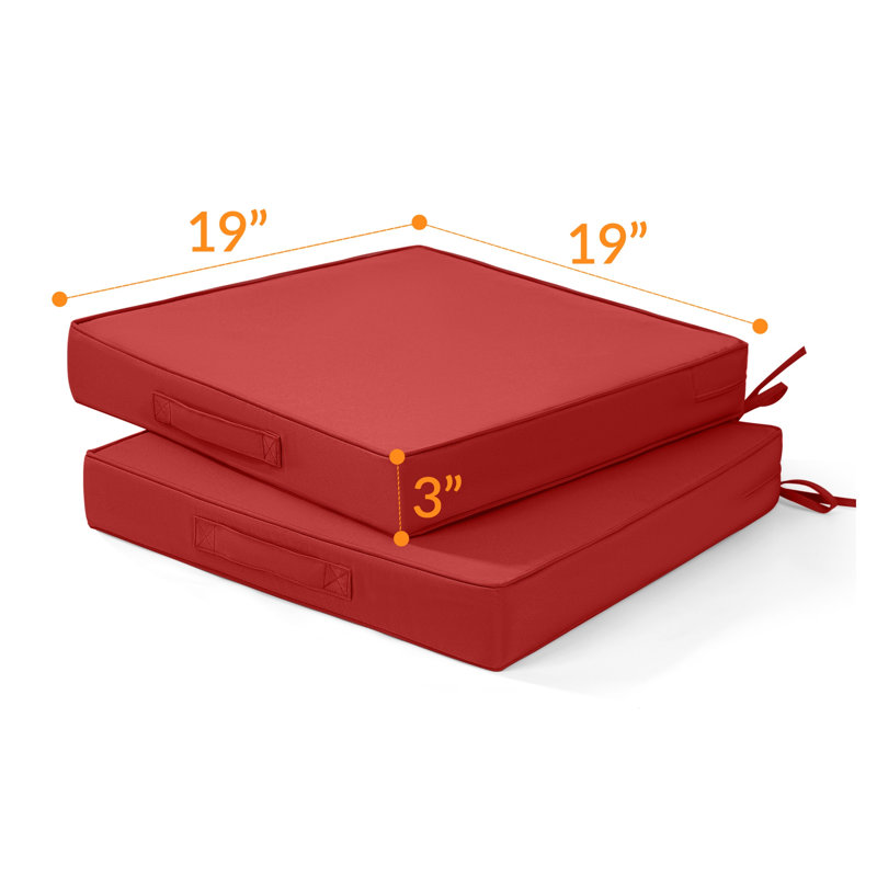 Coussin de chaise de patio imperméable - Polyester rouge avec rembourrage en mousse, Red