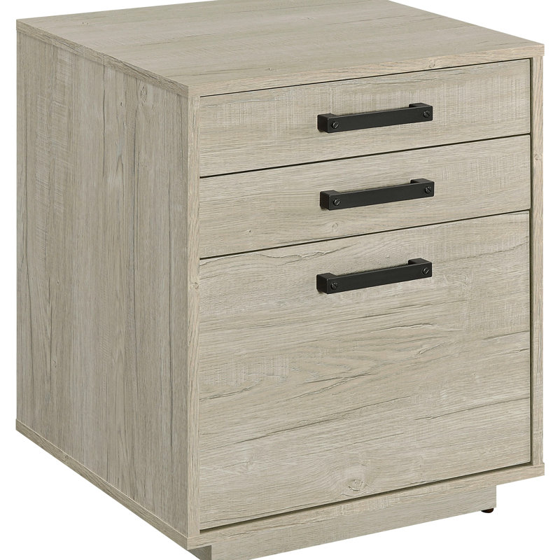 White And Gray, Freestanding, 3 - Drawer, File Cabinet, Home Office, Arm, Design, Contemporary Style, Main Material Washed Grey, Office