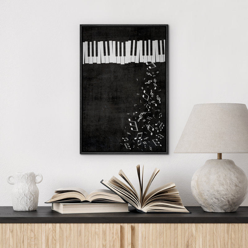 Œuvres musicales contemporaines, piano, touches noires et blanches, Noir, H 36 po x l 24 po