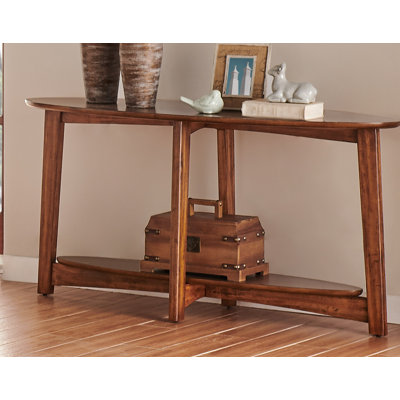 Amarius 60" Wide Mid-Century Industrial Solid Wood Oval Console Media Table