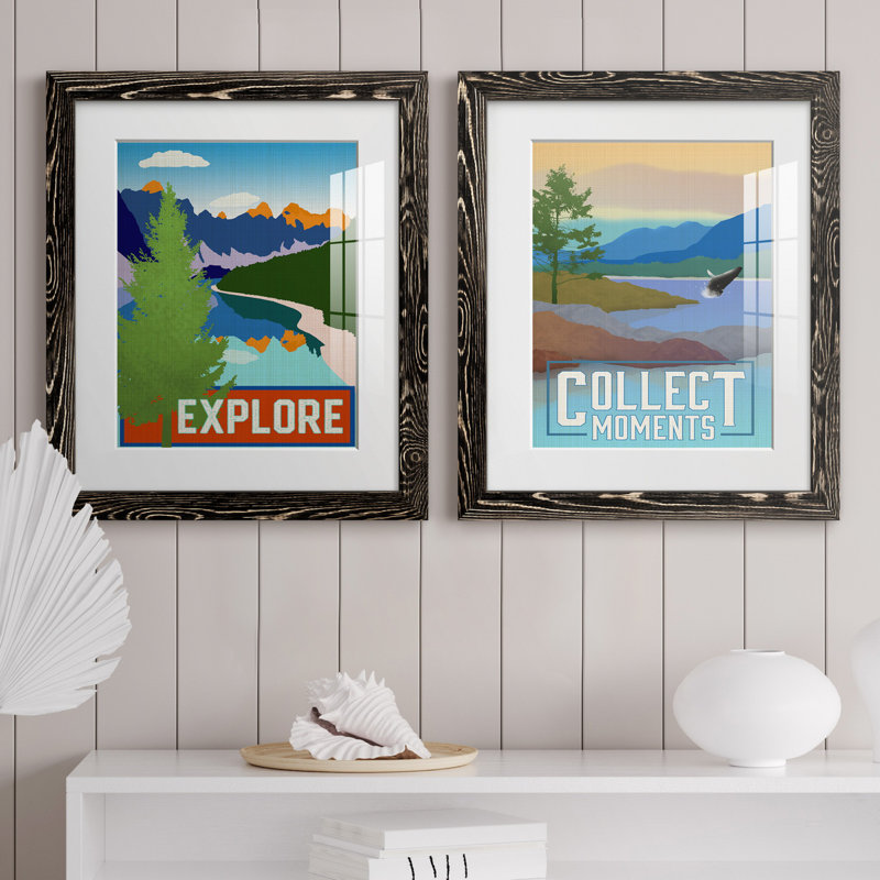 Explore - ensemble d'impressions 2 pièces, H 24 po x l 36 po x P 1,5 po, Blanc, H 31,5 po x l 47 po x P 1,5 po