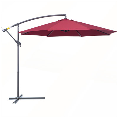 Parasol de patio décalé avec base, conception en porte-à-faux pour une utilisation optimale de l'ombre et de l'espace, auvent durable et résistant aux rayons UV