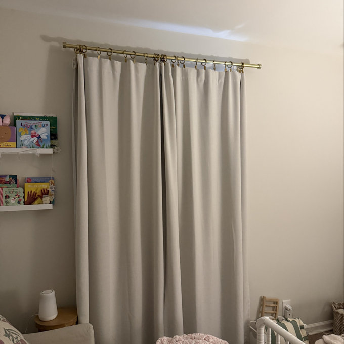 Cream Leaf Thermal Blackout Curtain - 54 in. W x 102 in. L Simone-102-CR - The Home Depot