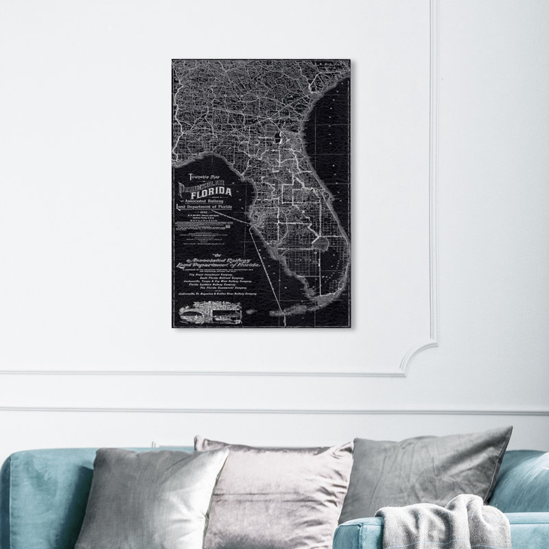 «Florida Map 1890», impression sur toile, H 36 po x l 24 po x P 1,5 po