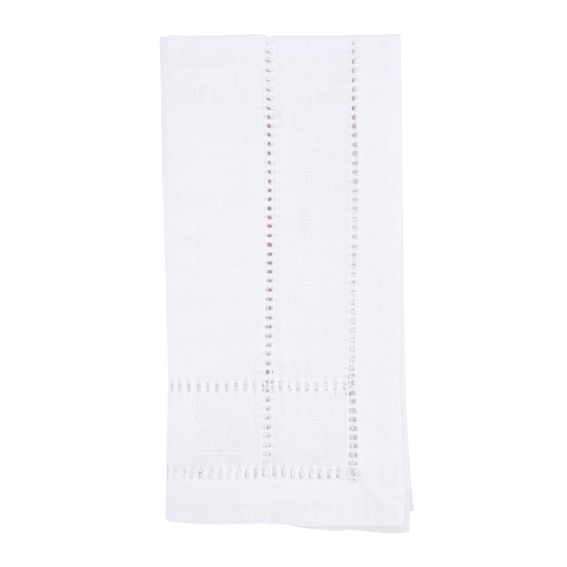 White Cotton Double Hemstitch Table Napkins Set of 4