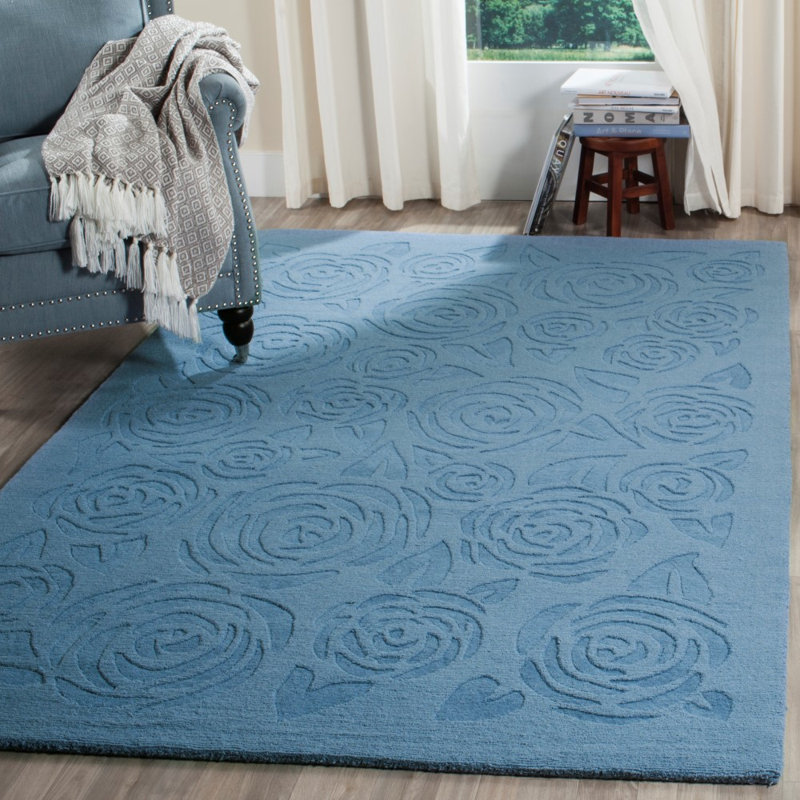 Block Rose Martha Stewart Hand Tufted Wool Floral Rug, Rectangle 5' x 8'