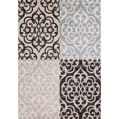 Tapis noir/beige zone Bertie