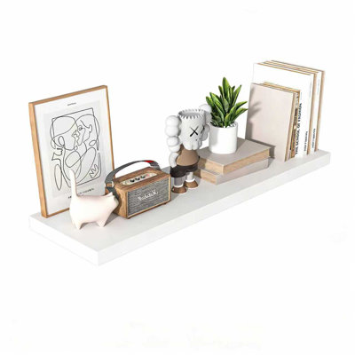  12 Inch Deep Floating Shelf, 40 x12 Inch Large Wall Mounted Shelf for Kitchen, Bathroom, Living Room, White (1 Pack)