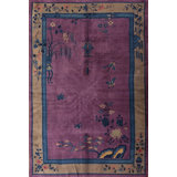 Purple Antique Floral Art Deco Chinese Carpet