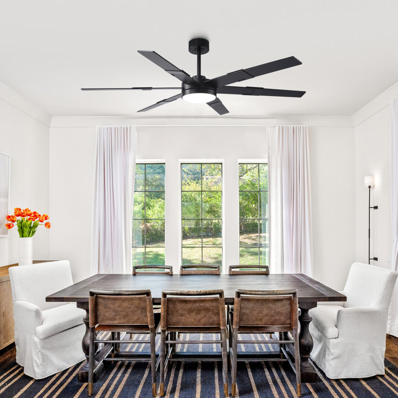 Vaczon 60" Smart Dimmable Ceiling Fan with 3CCT LED Lights, Remote and APP Control, 6-Speed Reversible DC Motor, Timer, Double-Sided Wood Blades, 6"/10" Downrods