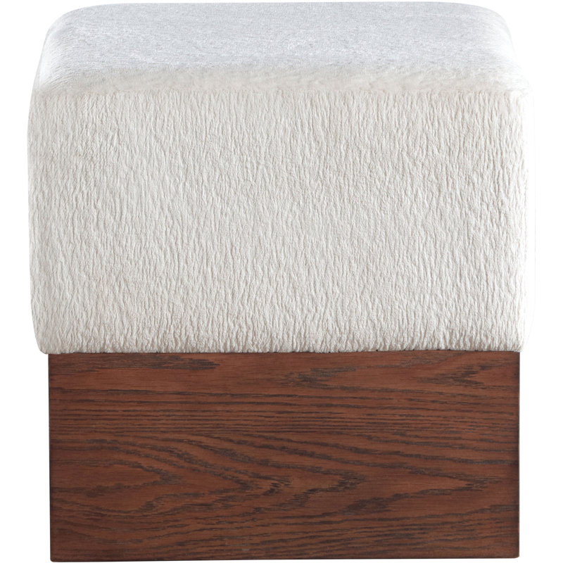 Repose-pieds / tabouret Madelen, Tissu velours crème, Brun