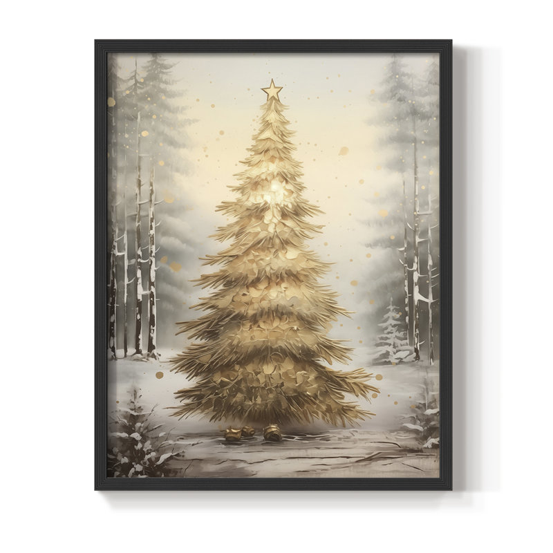 «Christmas Holiday Art», impression encadrée en bois massif, H 11 po x l 9 po, Noir, noir, noir, noir