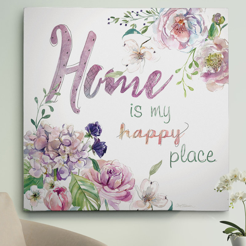 " Home Is My Happy Place ", 16" H x 16" W x 1.5" D, Wrapped Canvas