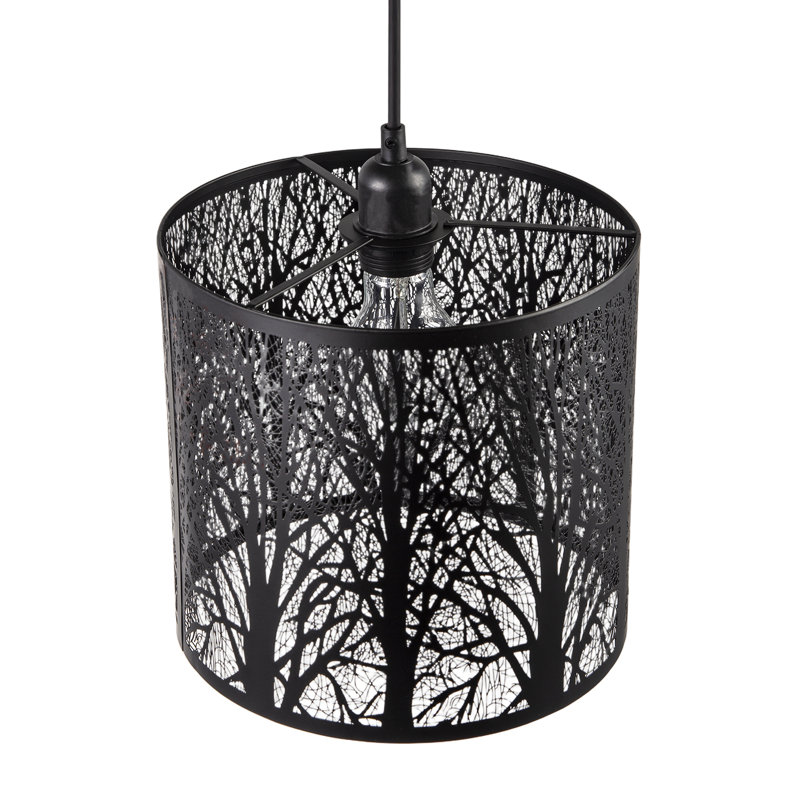 25cm H Metal Drum Pendant Shade ( No Direct Attachment Method ), Black