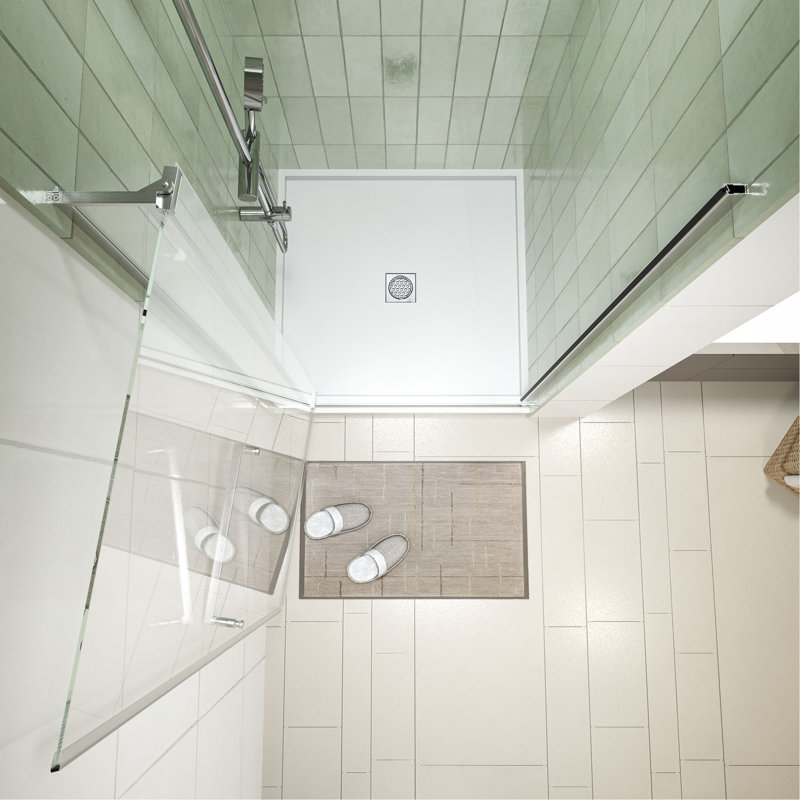 Porte de douche pivotante universelle à ouverture à gauche et à droite de 32 à 36 po x H 72 po, ouverte à l'extérieur, avec verre trempé de 1/4 po et 5/16 po