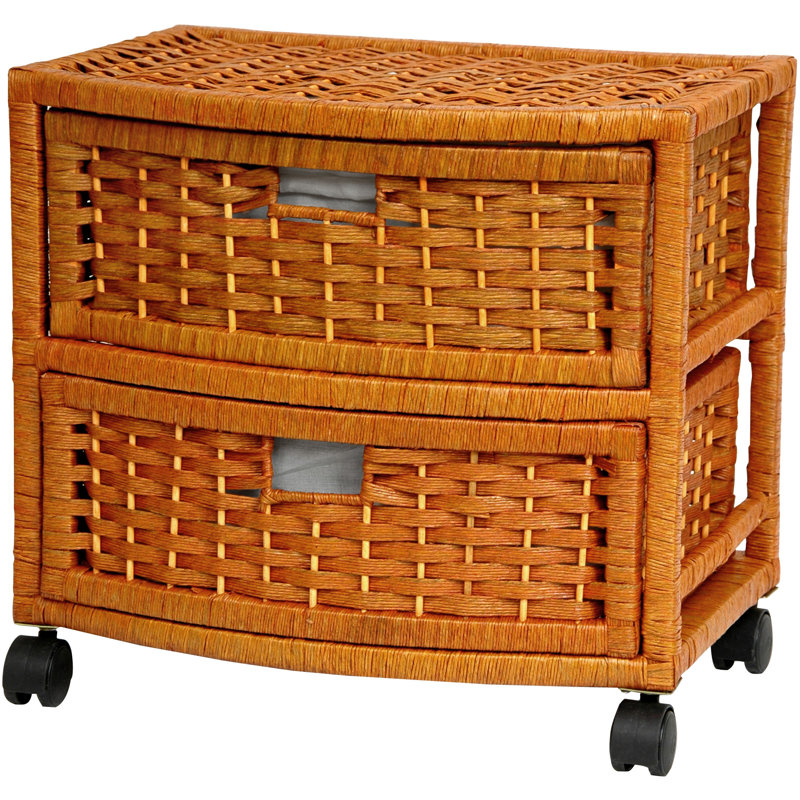 Commode de rangement 2 tiroirs Hoover, Miel
