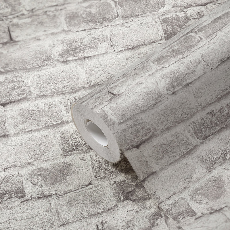 Bricks and More Collection Authentic Brick Wallpaper Roll, White