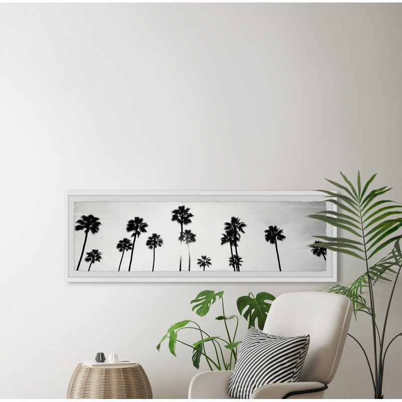 Black And White Palms - Single Picture Frame Panoramic Print, 38cm H x 114cm W x 3.81cm D
