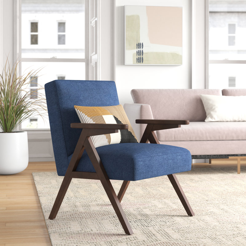 Paolucci 27.6" W Linen Armchair, Navy Linen