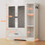 Armoire pour animaux de compagnie, garde-robe pour chien avec DEL, porte en verre et tiroir, organisateur de rangement en bois MDF pour chien chat, blanc