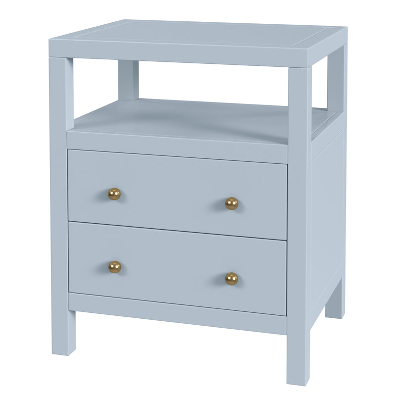 Nora 2-Drawer Nightstand, Light Blue