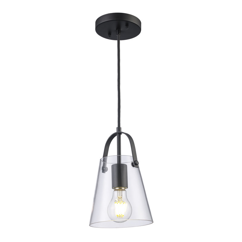 Luminaire suspendu à 1 lumière Lequetta, H 9,5 po x l 6 po x P 6 po, Noir