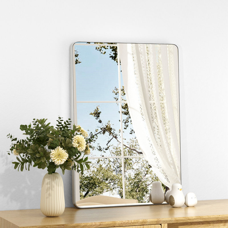 Miroir de salle de bain avec cadre en alliage d'aluminium et en verre trempé, miroir mural de salle de bain rectangulaire à fixation sur tasseau pour suspendre au-dessus de l'évier, à suspendre à l'horizontale ou à la verticale.