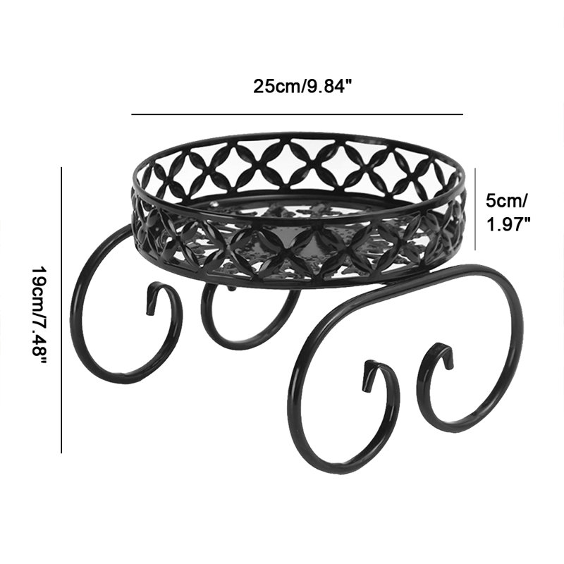 Support pour plante rond, Noir