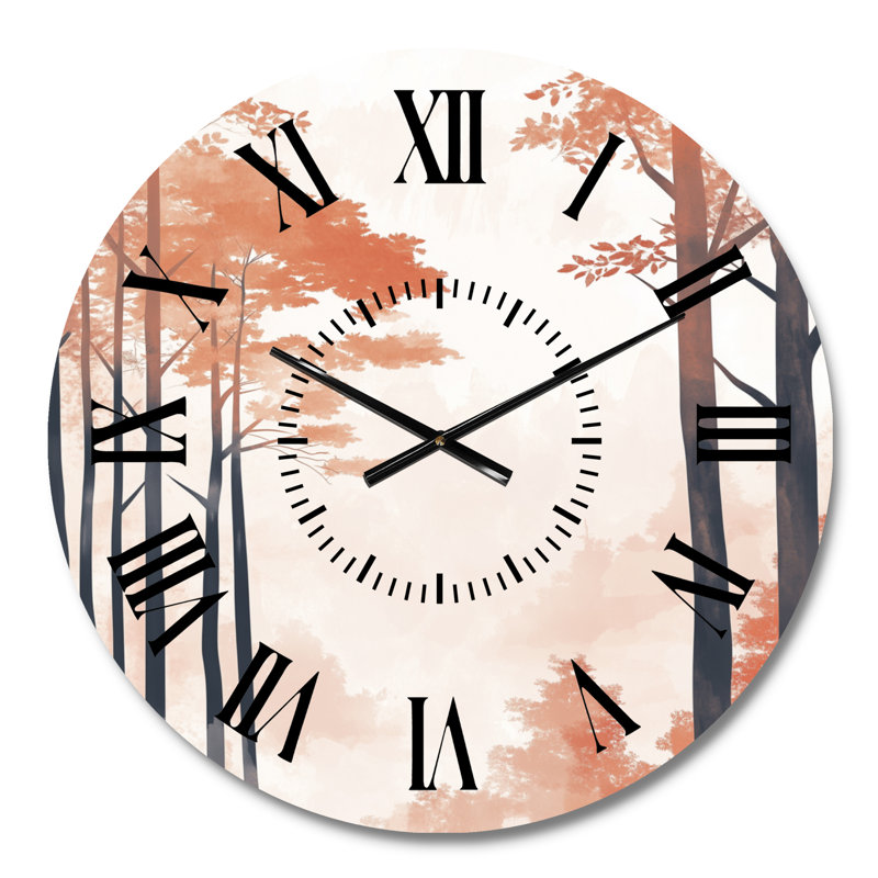 Forêt d'automne - Horloge murale silencieuse en métal Nature, Petit