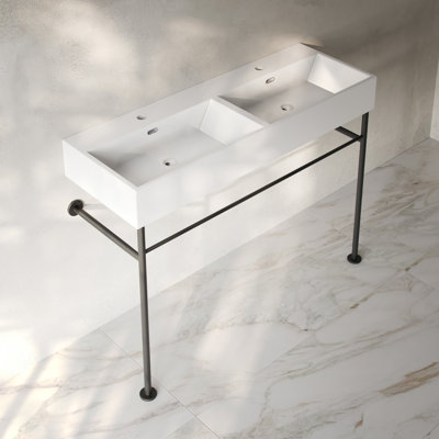 Claire 48" Double Basin Console Sink With Legs