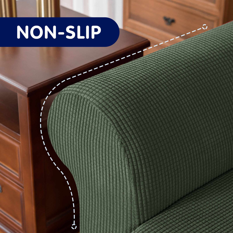 Box Cushion Armchair Slipcover, Olive Green